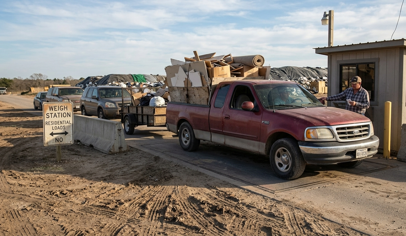 Garage cleanout dumpster rental in Tyler TX for furniture and junk removal